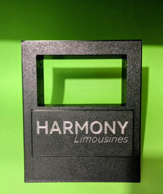 Custom Double Din facia with LED backlit customer branding.